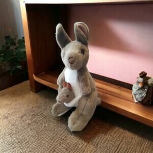 Australian Kangaroo & Baby Joey Plush Stuffed Animal 14" Tall Toy by Windmill